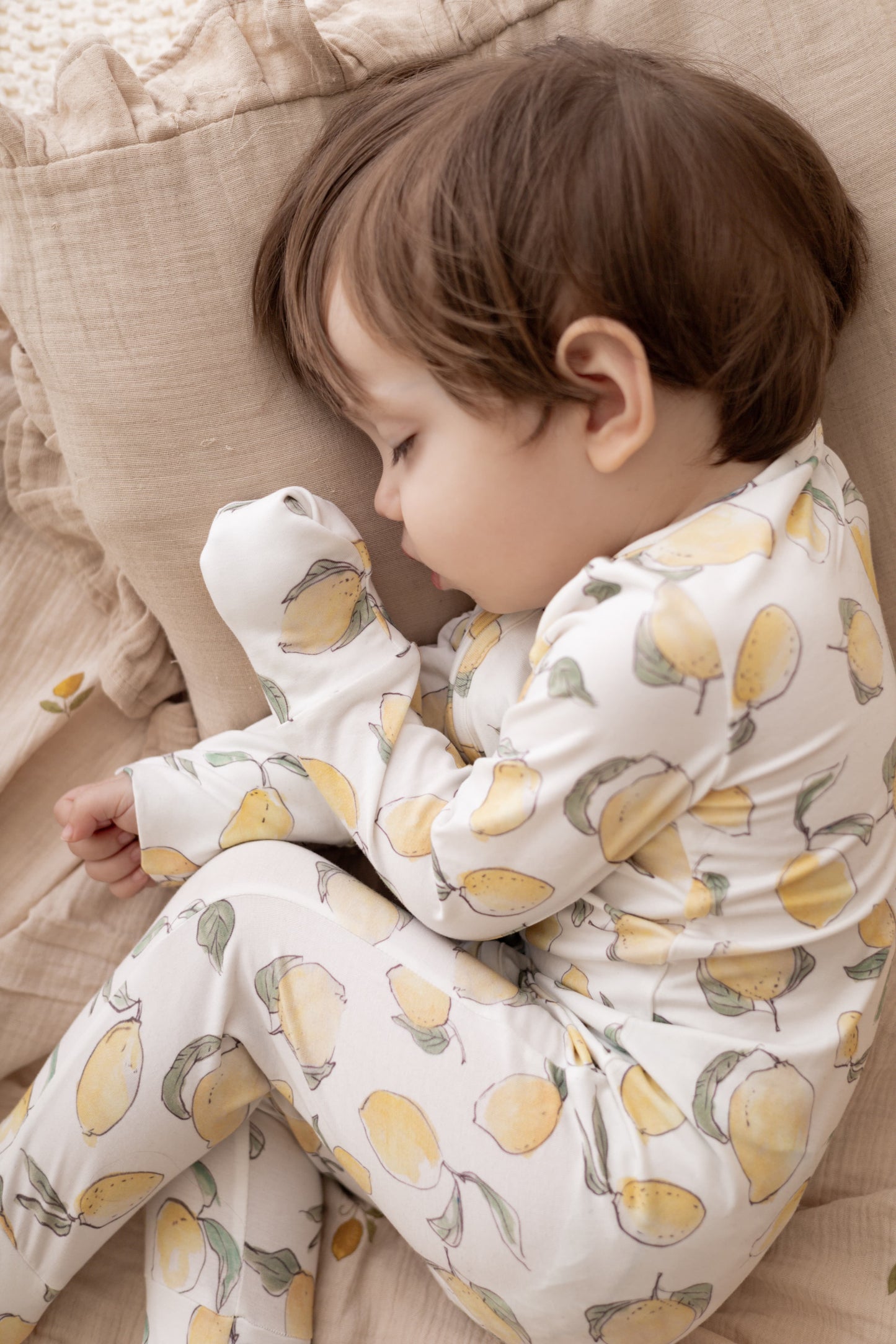 Bambus Pyjama mit Reissverschluss, lemon print